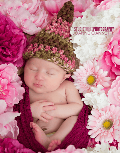 Brown Pink Newborn Gnome Hat - Beautiful Photo Props