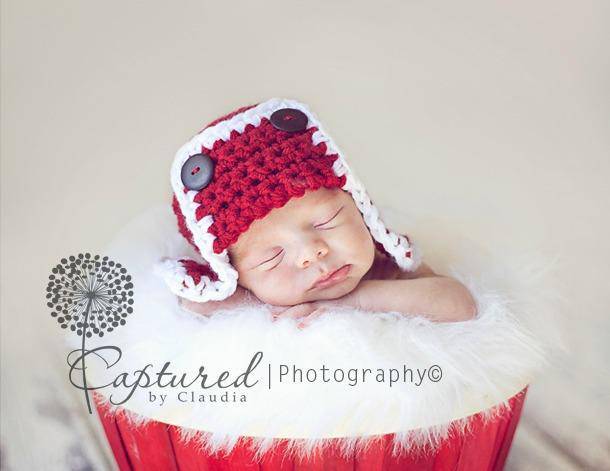 Santa Newborn Aviator Hat - Beautiful Photo Props