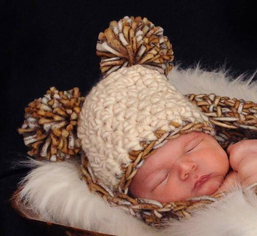 SET Mother Earth Newborn Pom Hat and Cocoon - Beautiful Photo Props