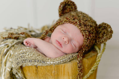 Brown Barley Newborn Teddy Bear Hat - Beautiful Photo Props