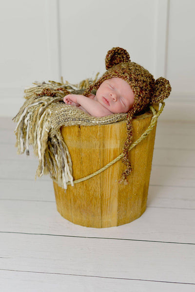 Brown Barley Newborn Teddy Bear Hat - Beautiful Photo Props