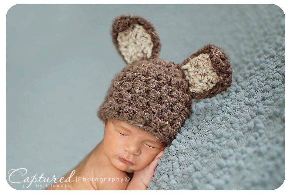 Brown Bunny Hat Newborn Baby - Beautiful Photo Props