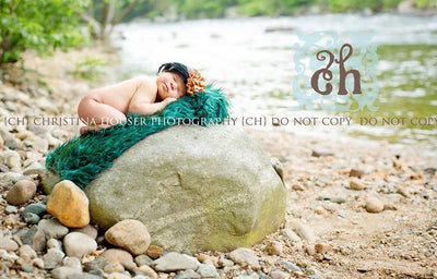 Hunter Green Mongolian Fur Nest Photography Prop Rug Newborn Baby - Beautiful Photo Props