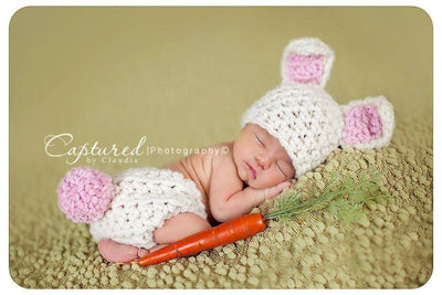 Cream Bunny Hat Newborn Baby - Beautiful Photo Props