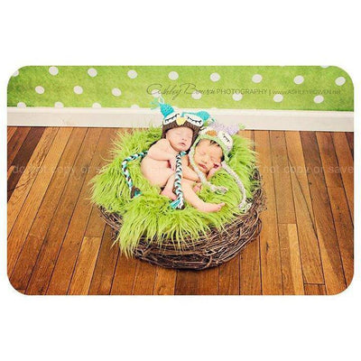 SET Lime Green Fur & Wood Branch Nest Owl Bird Photography Prop Newborn Baby - Beautiful Photo Props