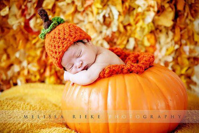 Newborn Hat Pumpkin Orange Halloween - Beautiful Photo Props