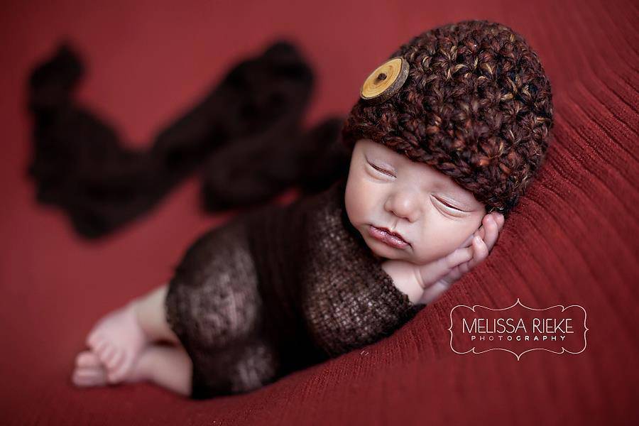 Newborn Chunky Button Hat Sequoia Brown Beanie - Beautiful Photo Props