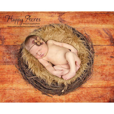 SET Caramel Fur and Wood Branch Nest Owl Bird Newborn Photography Prop Baby Infant Photo Prop - Beautiful Photo Props