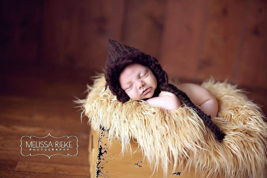 Newborn Fluffy Bonnet Hat Chocolate Brown - Beautiful Photo Props