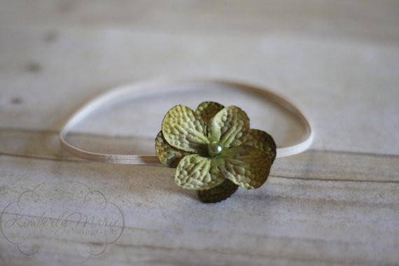 Simple Green Flower Headband Handmade - Beautiful Photo Props