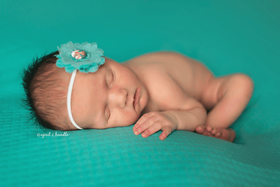 Shabby Mint Blue Fabric Flower Headband - Beautiful Photo Props