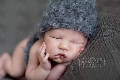 Gray Fur Pixie Elf Newborn Hat - Beautiful Photo Props