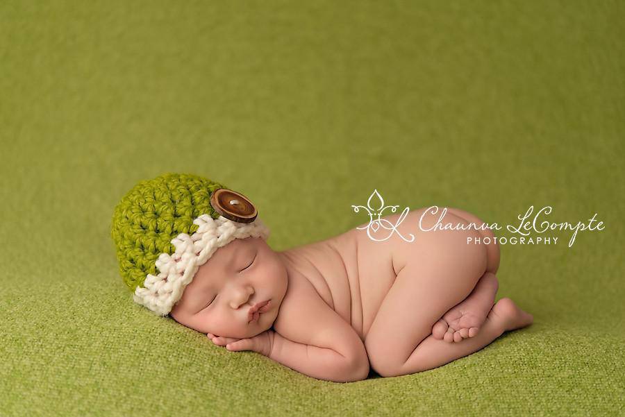 Lemongrass Green Cream Button Hat - Beautiful Photo Props