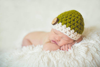Lemongrass Green Cream Button Hat - Beautiful Photo Props