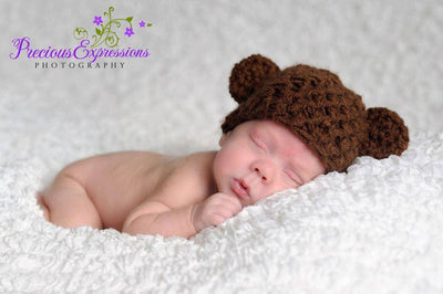 TWIN SET Newborn Teddy Bear Hats in Brown Pink - Beautiful Photo Props