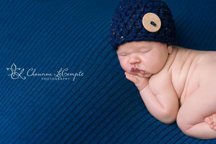 Navy Blue Tweed Newborn Baby Hat - Beautiful Photo Props