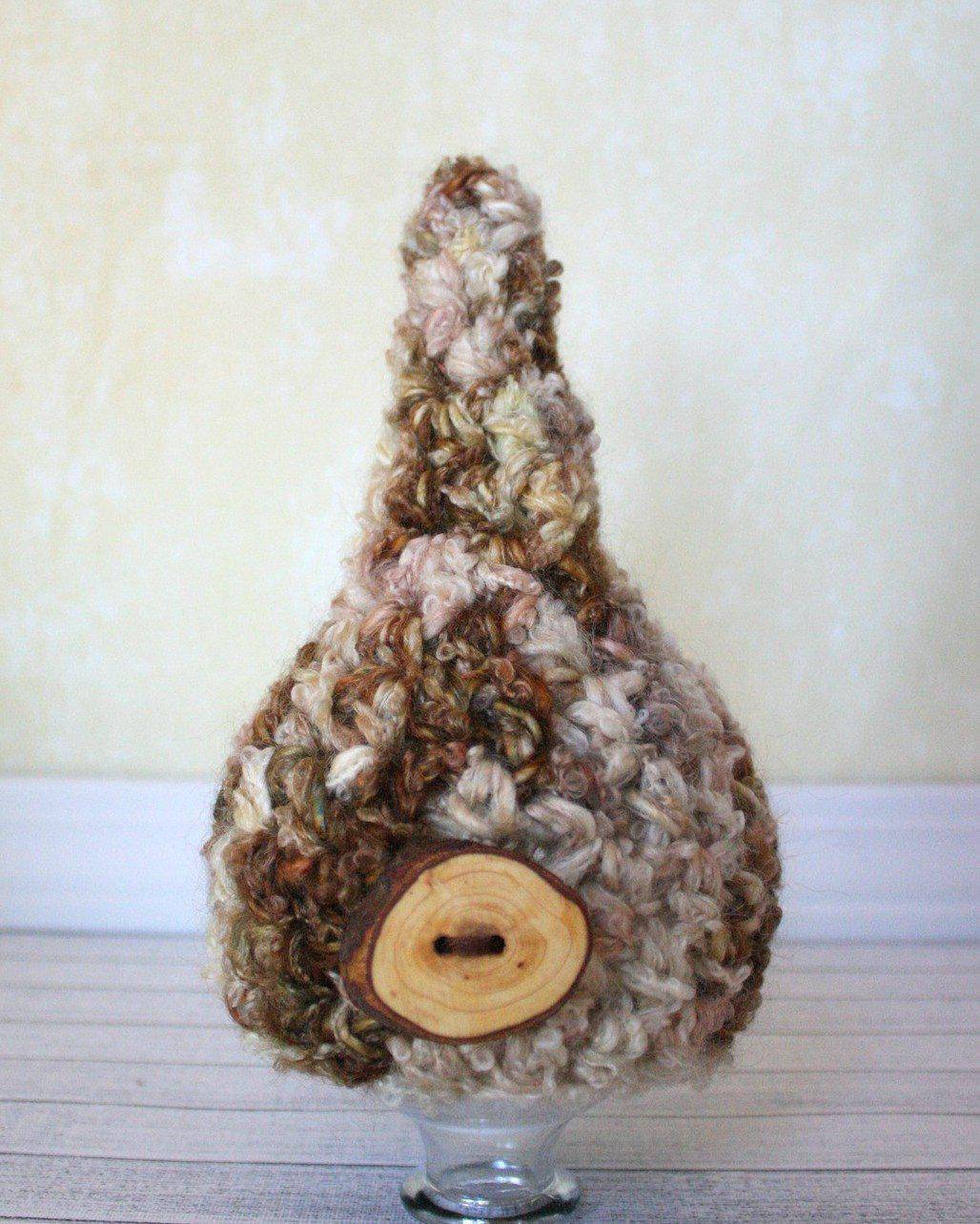 Merino Gnome Button Hat Newborn Brown Beige - Beautiful Photo Props