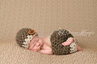 Newborn Pants and Hat Set Barley Brown Oatmeal - Beautiful Photo Props