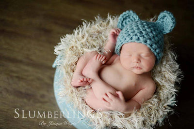 Baby Blue Teddy Bear Hat - Beautiful Photo Props