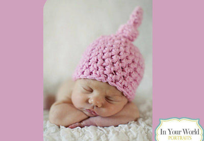 Soft Pink Newborn Knot Hat - Beautiful Photo Props