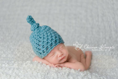 Baby Blue Newborn Knot Hat - Beautiful Photo Props