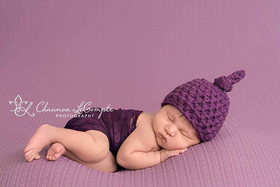 Purple Newborn Knot Hat - Beautiful Photo Props