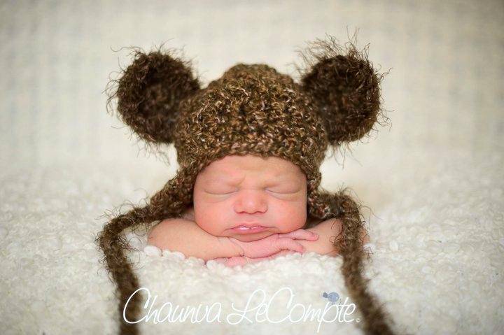 Fuzzy Brown Earflap Teddy Bear Hat - Beautiful Photo Props