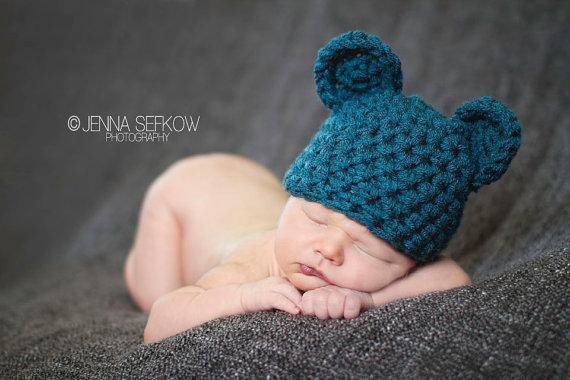 Teal Blue Teddy Bear Hat - Beautiful Photo Props