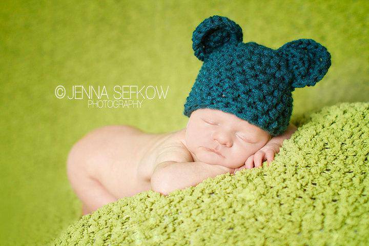 Teal Blue Teddy Bear Hat - Beautiful Photo Props