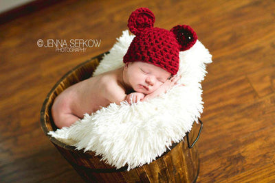 Cranberry Red Teddy Bear Hat - Beautiful Photo Props