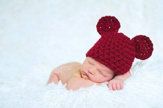 Cranberry Red Teddy Bear Hat - Beautiful Photo Props