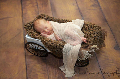 SET Brown Baby Blanket & Stretch Knit Wrap - Beautiful Photo Props