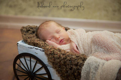 SET Brown Baby Blanket & Stretch Knit Wrap - Beautiful Photo Props