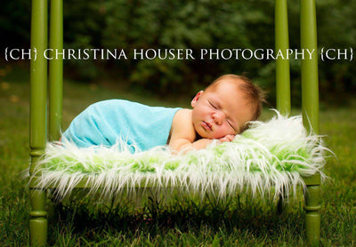 Frosted Green Mongolian Faux Fur Rug Newborn Baby Toddler - Beautiful Photo Props