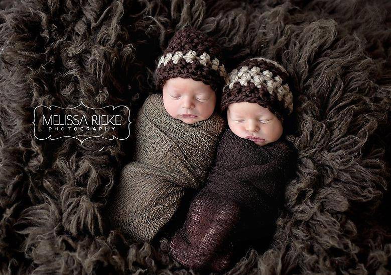 Newborn Hat Brown Beige Striped Baby Beanie - You Choose the Color - Beautiful Photo Props