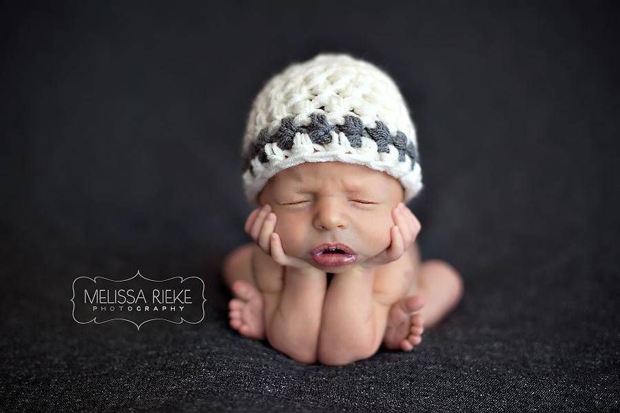 Cream Hat Gray Stripe Newborn Baby Photography - Beautiful Photo Props