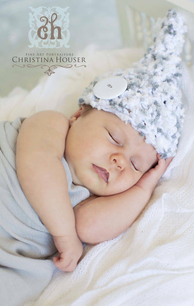 Gray White Newborn Gnome Hat - Beautiful Photo Props