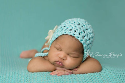 Blossom Newborn Bonnet Hat in Baby Blue - Beautiful Photo Props