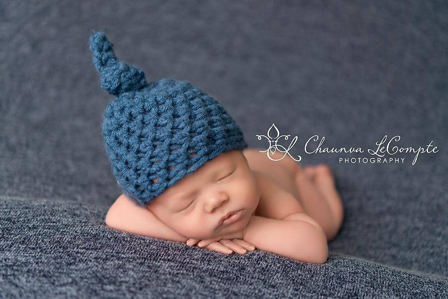 Denim Blue Newborn Knot Hat - Beautiful Photo Props