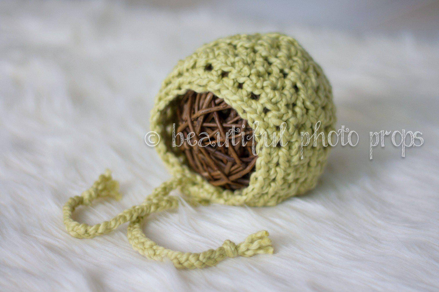 Simply Cotton Baby Bonnet in Dusty Sage - Beautiful Photo Props