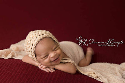 Simply Cotton Baby Bonnet in Macadamia - Beautiful Photo Props