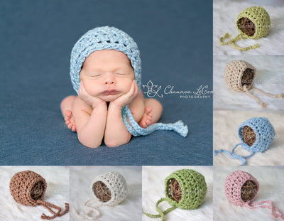 Simply Cotton Baby Bonnet in Macadamia - Beautiful Photo Props