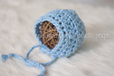 Simply Cotton Baby Bonnet in Blueberry - Beautiful Photo Props