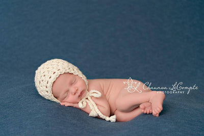 Simply Cotton Baby Bonnet in Almond - Beautiful Photo Props