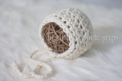 Simply Cotton Baby Bonnet in Almond - Beautiful Photo Props