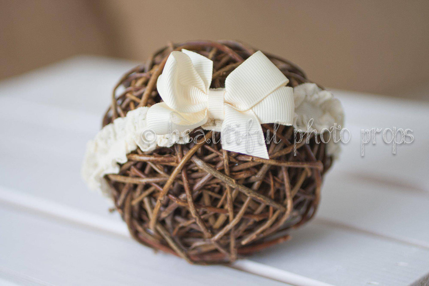 Cream Flower Fabric Headband - Beautiful Photo Props