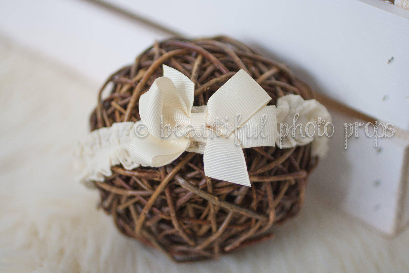 Cream Flower Fabric Headband - Beautiful Photo Props