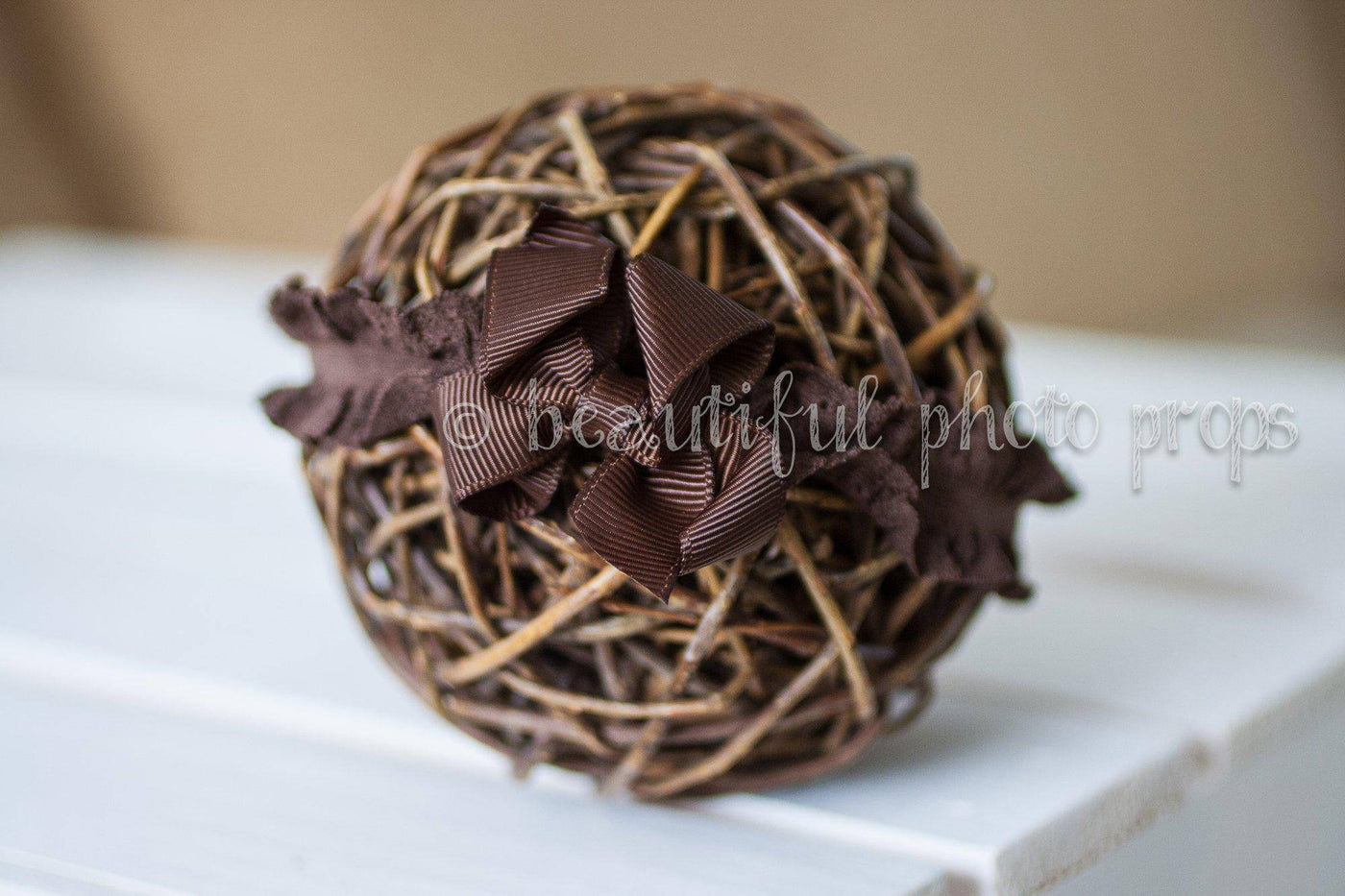 Brown Flower Fabric Headband - Beautiful Photo Props