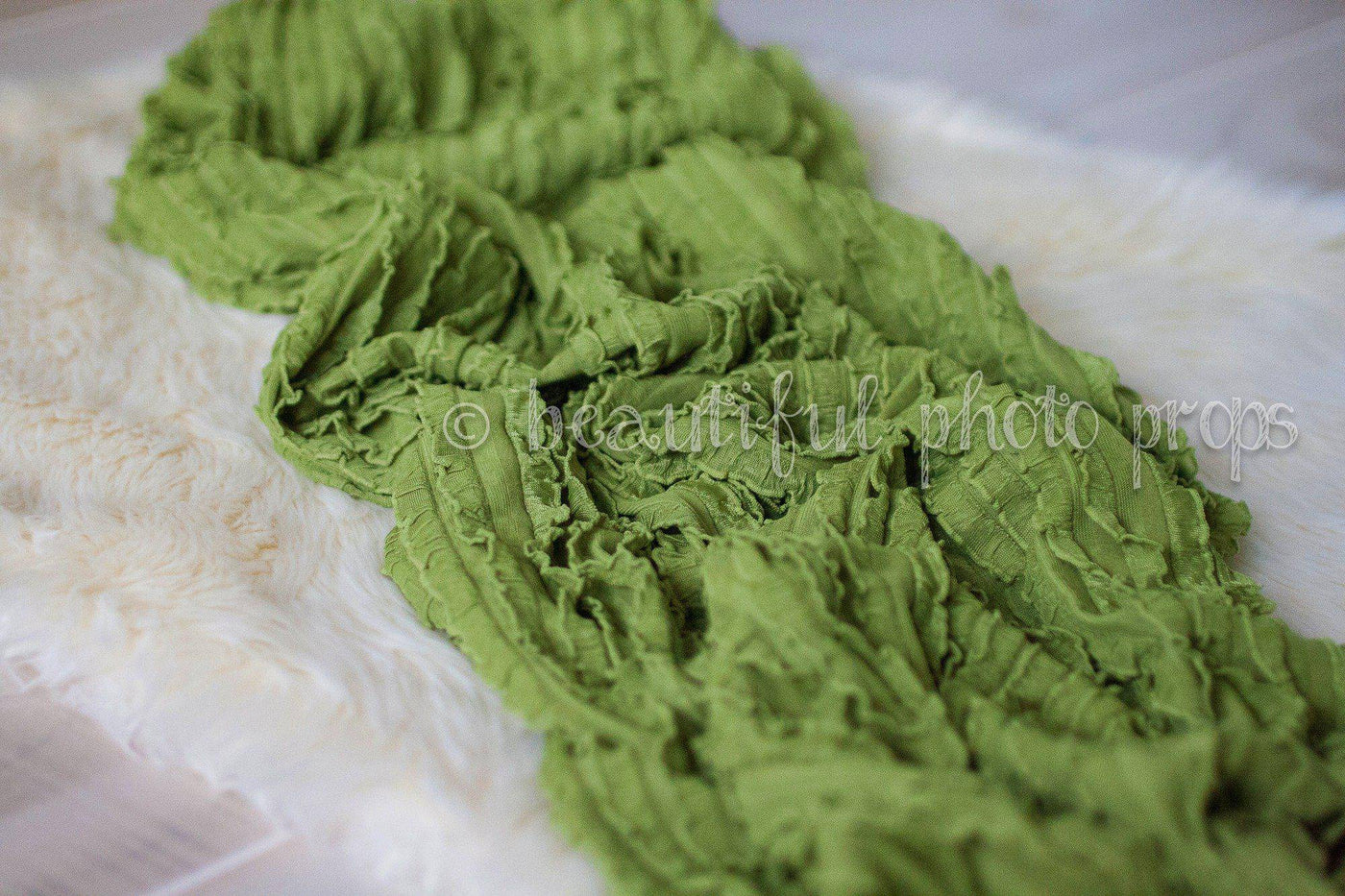Ruffle Stretch Knit Wrap in Olive Green - Beautiful Photo Props
