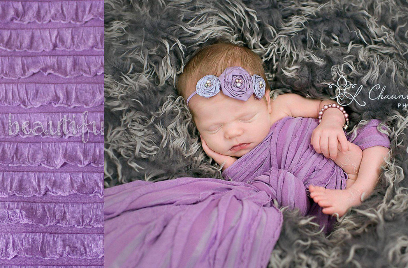 Ruffle Stretch Knit Wrap in Lavender - Beautiful Photo Props